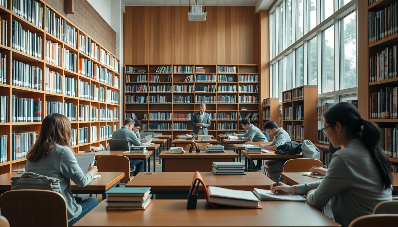 Student using a study guide to organize academic notes